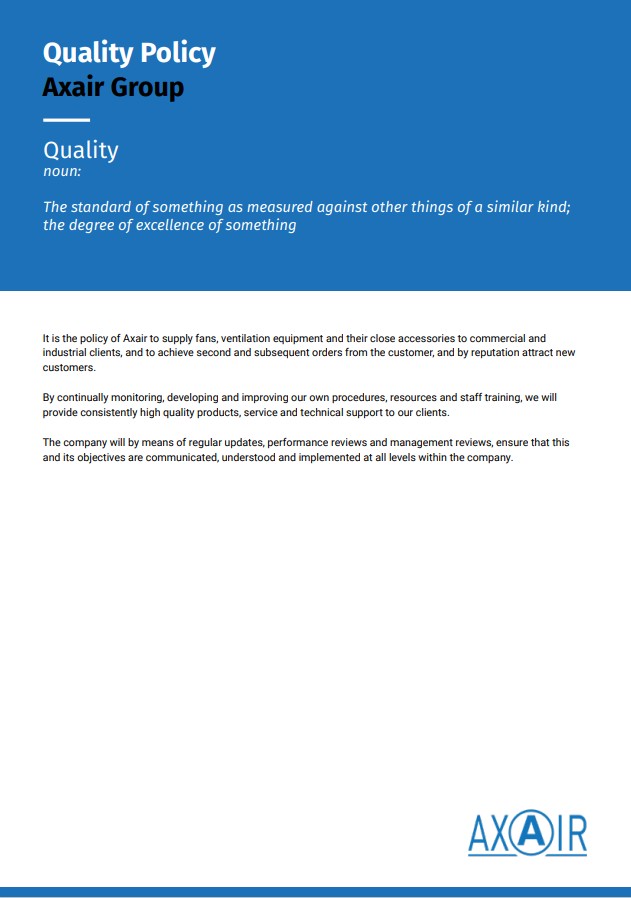 Axair Group Quality Policy