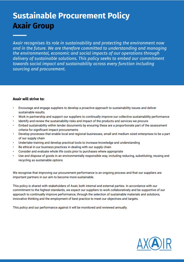 Axair Fans Sustainable Procurement Policy